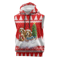 Beagle Dashing Dog Christmas Sleeveless Hoodie Xmas Holiday Patterns - Wonder Print Shop