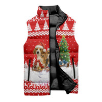 Beagle Dashing Dog Christmas Sleeveless Puffer Jacket Xmas Holiday Patterns - Wonder Print Shop