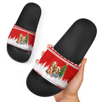 Beagle Dashing Dog Christmas Slide Sandals Xmas Holiday Patterns - Wonder Print Shop