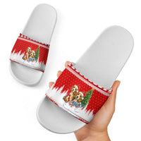 Beagle Dashing Dog Christmas Slide Sandals Xmas Holiday Patterns - Wonder Print Shop