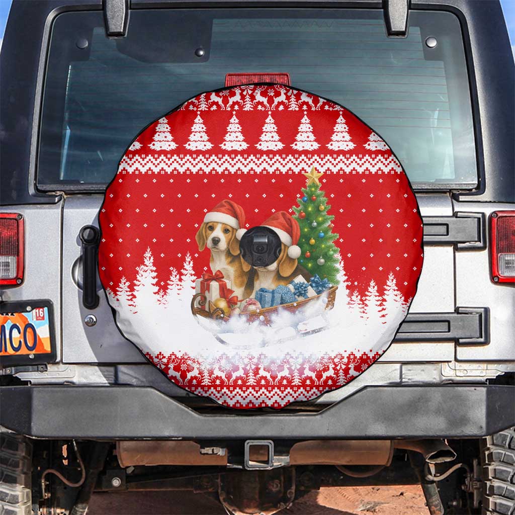 Beagle Dashing Dog Christmas Spare Tire Cover Xmas Holiday Patterns - Wonder Print Shop