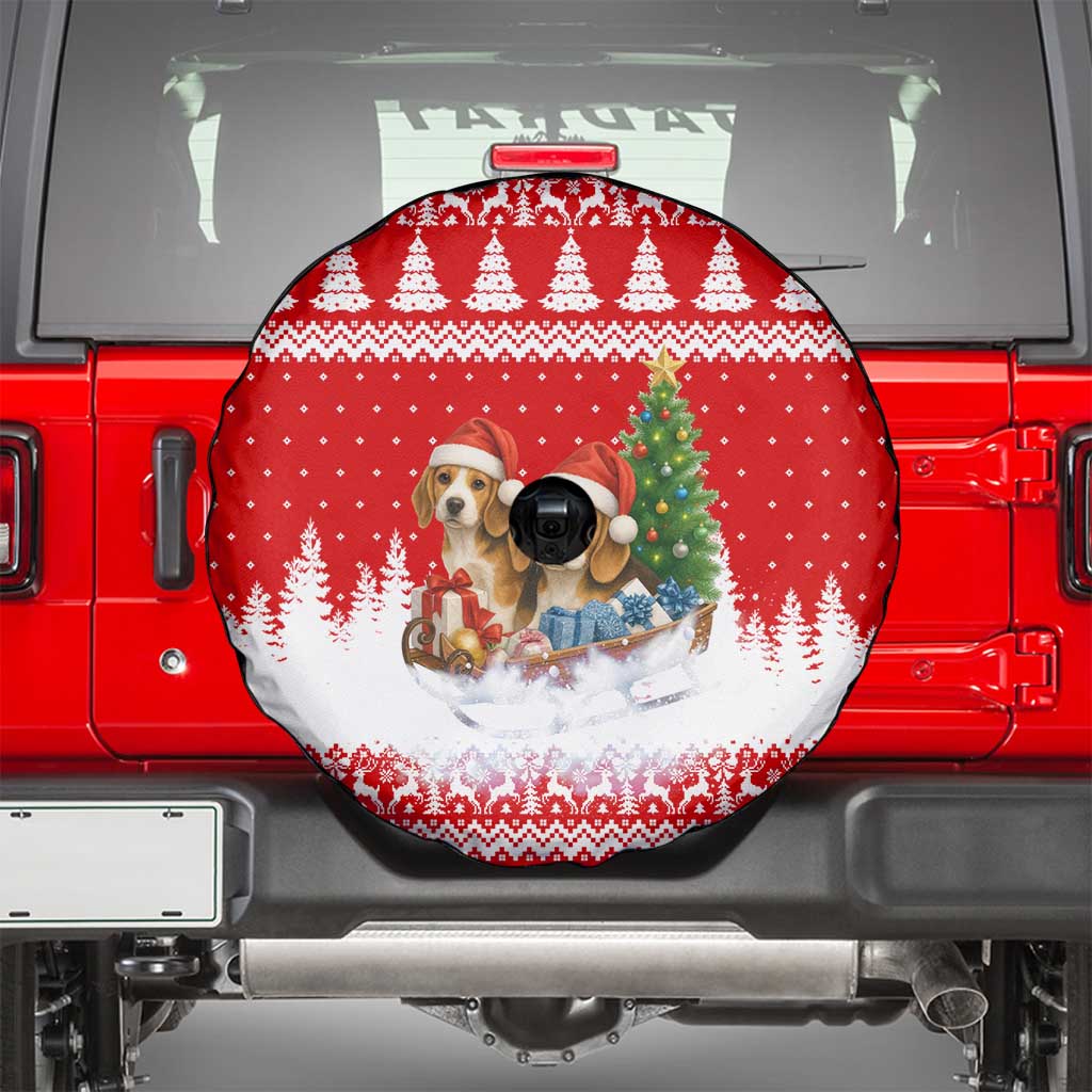 Beagle Dashing Dog Christmas Spare Tire Cover Xmas Holiday Patterns - Wonder Print Shop