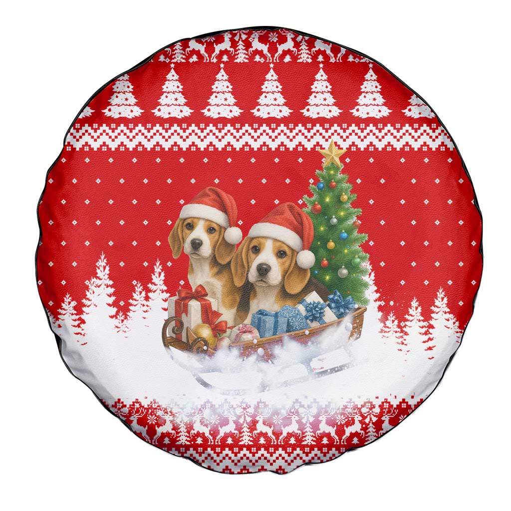 Beagle Dashing Dog Christmas Spare Tire Cover Xmas Holiday Patterns - Wonder Print Shop