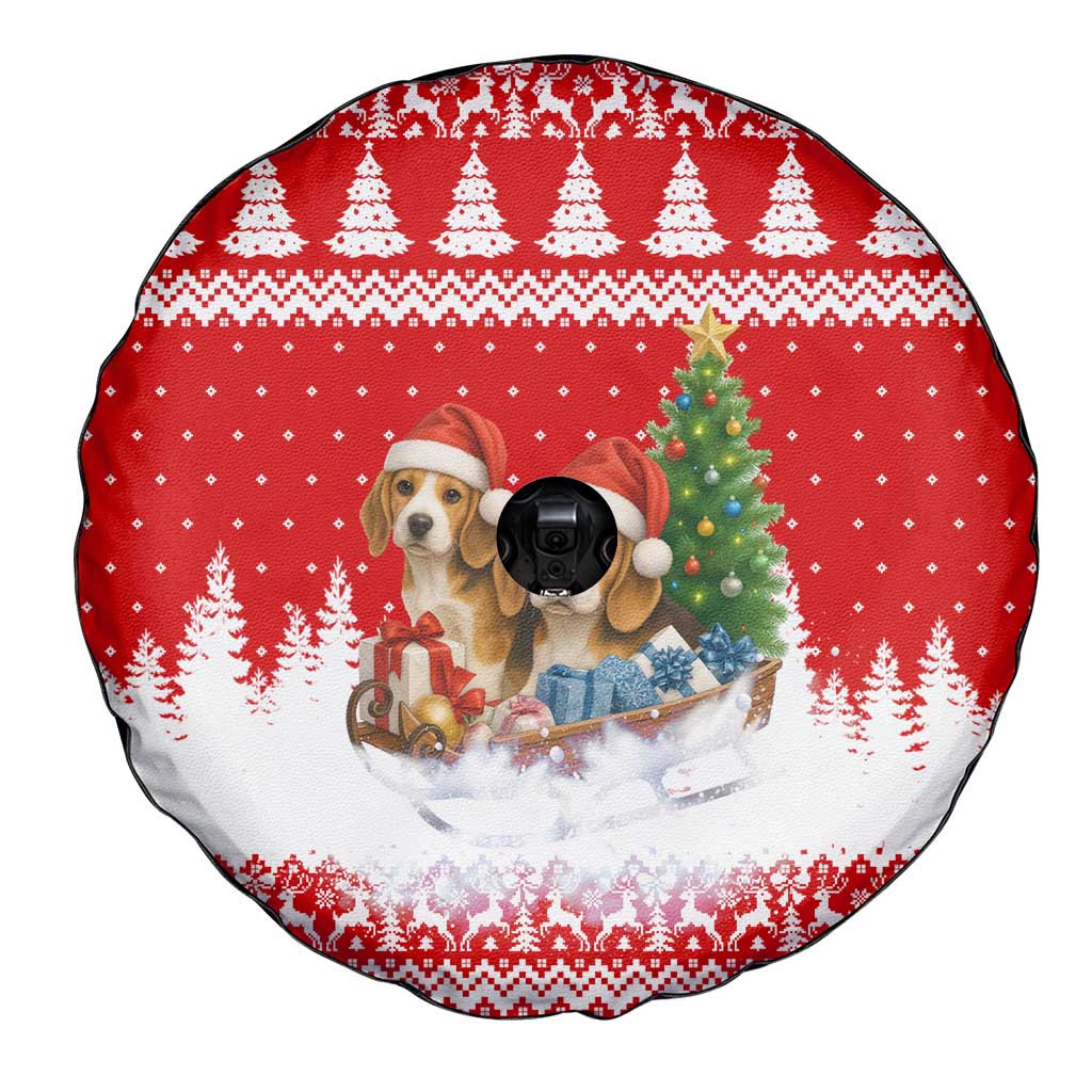 Beagle Dashing Dog Christmas Spare Tire Cover Xmas Holiday Patterns - Wonder Print Shop