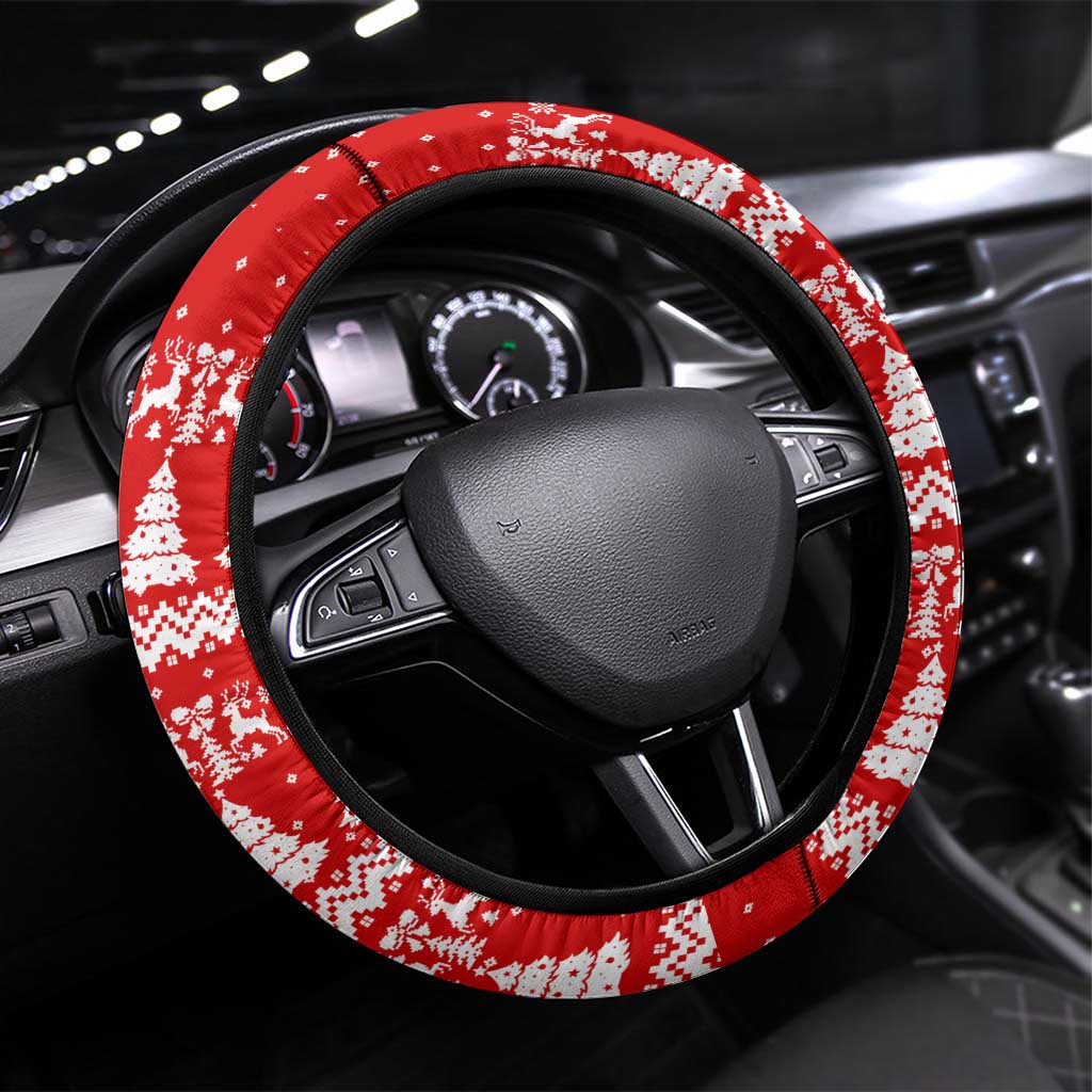 Beagle Dashing Dog Christmas Steering Wheel Cover Xmas Holiday Patterns - Wonder Print Shop