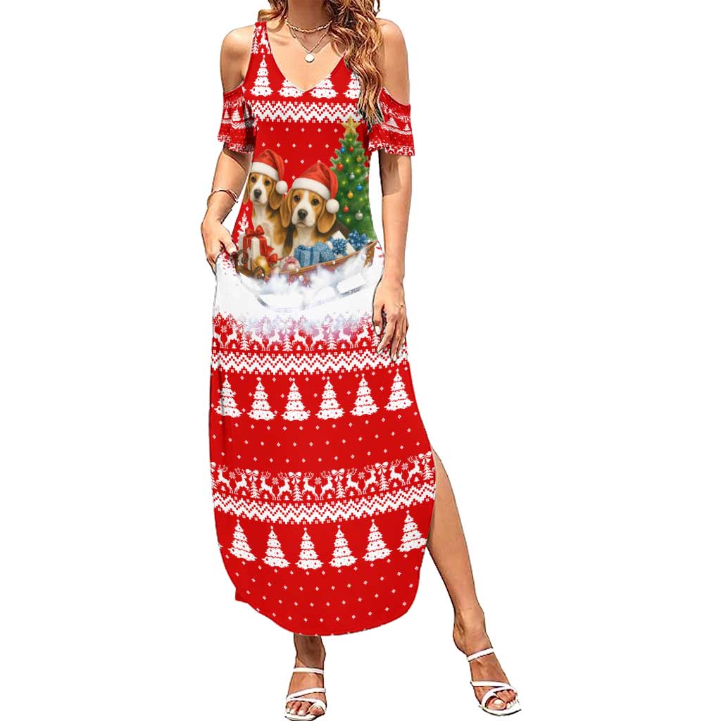 Beagle Dashing Dog Christmas Summer Maxi Dress Xmas Holiday Patterns - Wonder Print Shop
