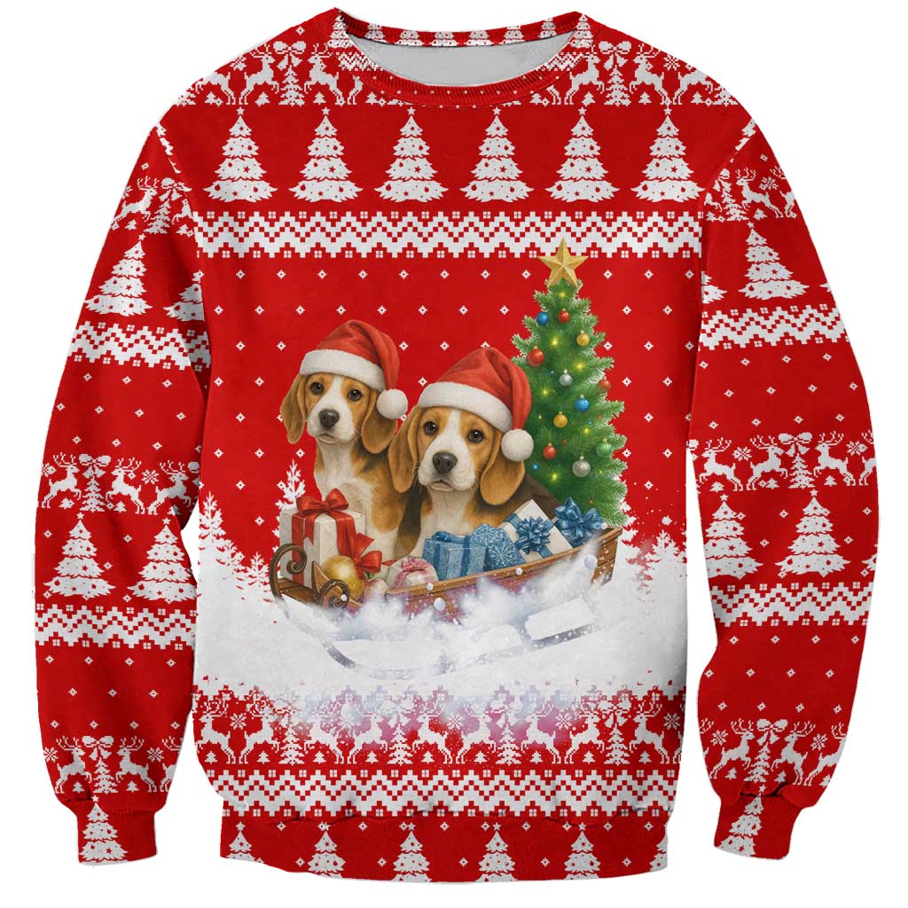 Beagle Dashing Dog Christmas Sweatshirt Xmas Holiday Patterns - Wonder Print Shop