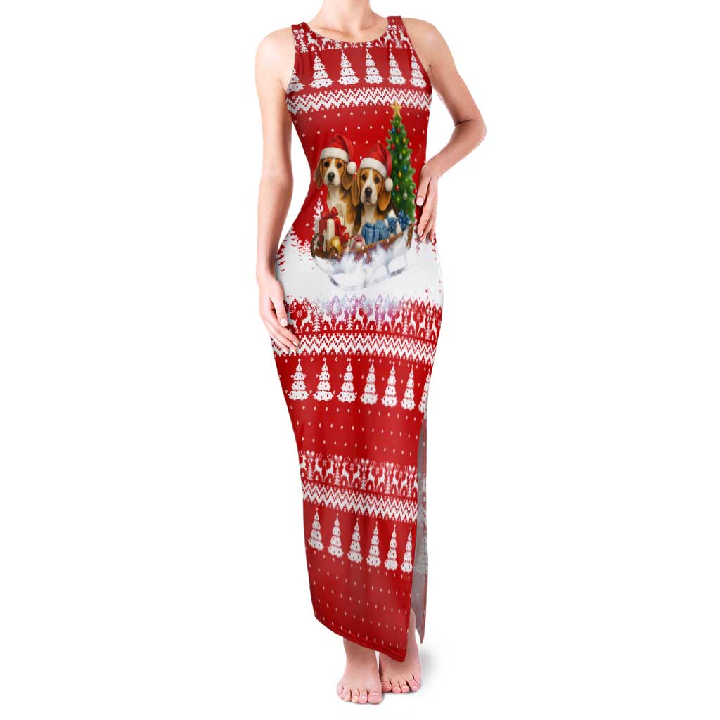 Beagle Dashing Dog Christmas Tank Maxi Dress Xmas Holiday Patterns - Wonder Print Shop