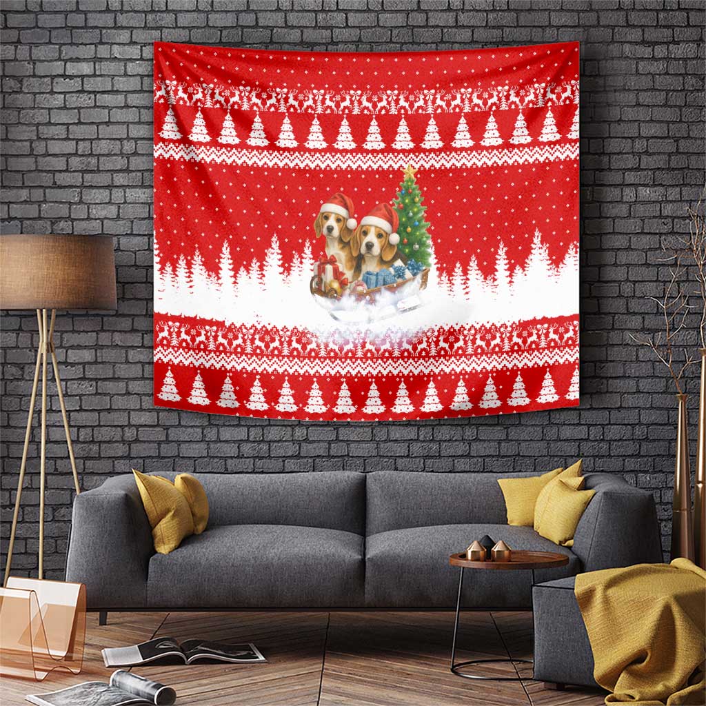 Beagle Dashing Dog Christmas Tapestry Xmas Holiday Patterns - Wonder Print Shop