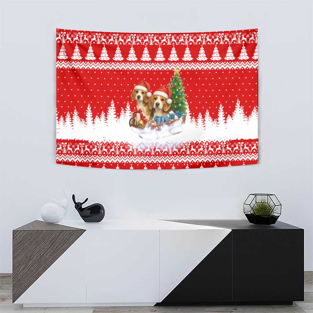 Beagle Dashing Dog Christmas Tapestry Xmas Holiday Patterns - Wonder Print Shop