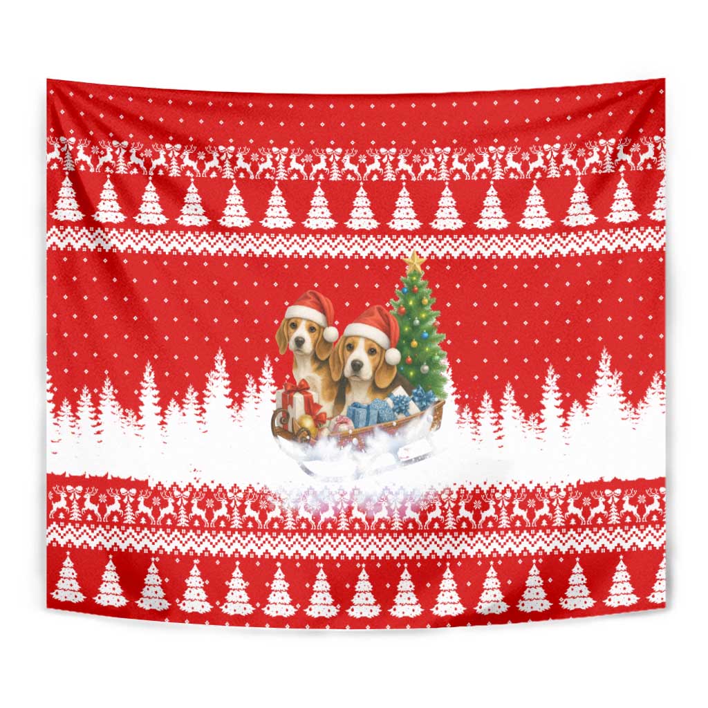 Beagle Dashing Dog Christmas Tapestry Xmas Holiday Patterns - Wonder Print Shop