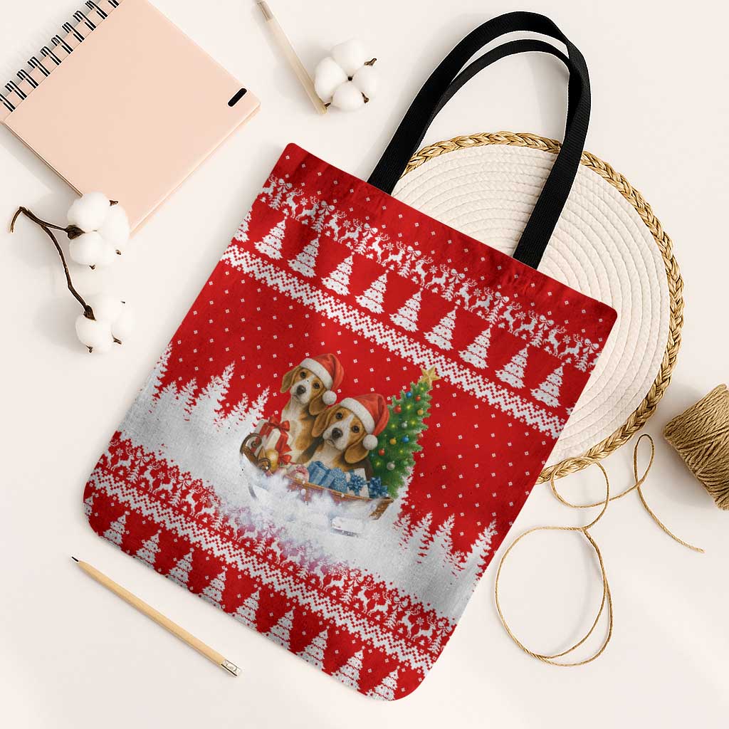 Beagle Dashing Dog Christmas Tote Bag Xmas Holiday Patterns - Wonder Print Shop
