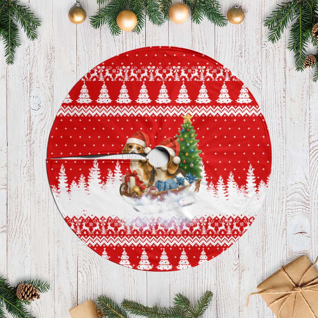 Beagle Dashing Dog Christmas Tree Skirt Xmas Holiday Patterns - Wonder Print Shop
