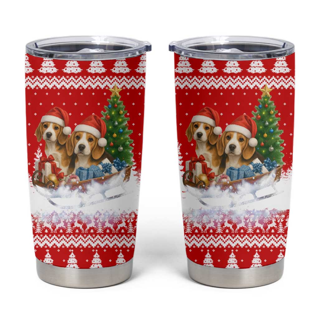 Beagle Dashing Dog Christmas Tumbler Cup Xmas Holiday Patterns - Wonder Print Shop