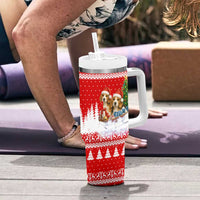 Beagle Dashing Dog Christmas Tumbler With Handle Xmas Holiday Patterns - Wonder Print Shop