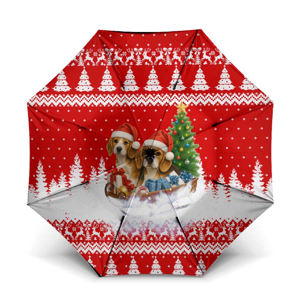 Beagle Dashing Dog Christmas Umbrella Xmas Holiday Patterns - Wonder Print Shop