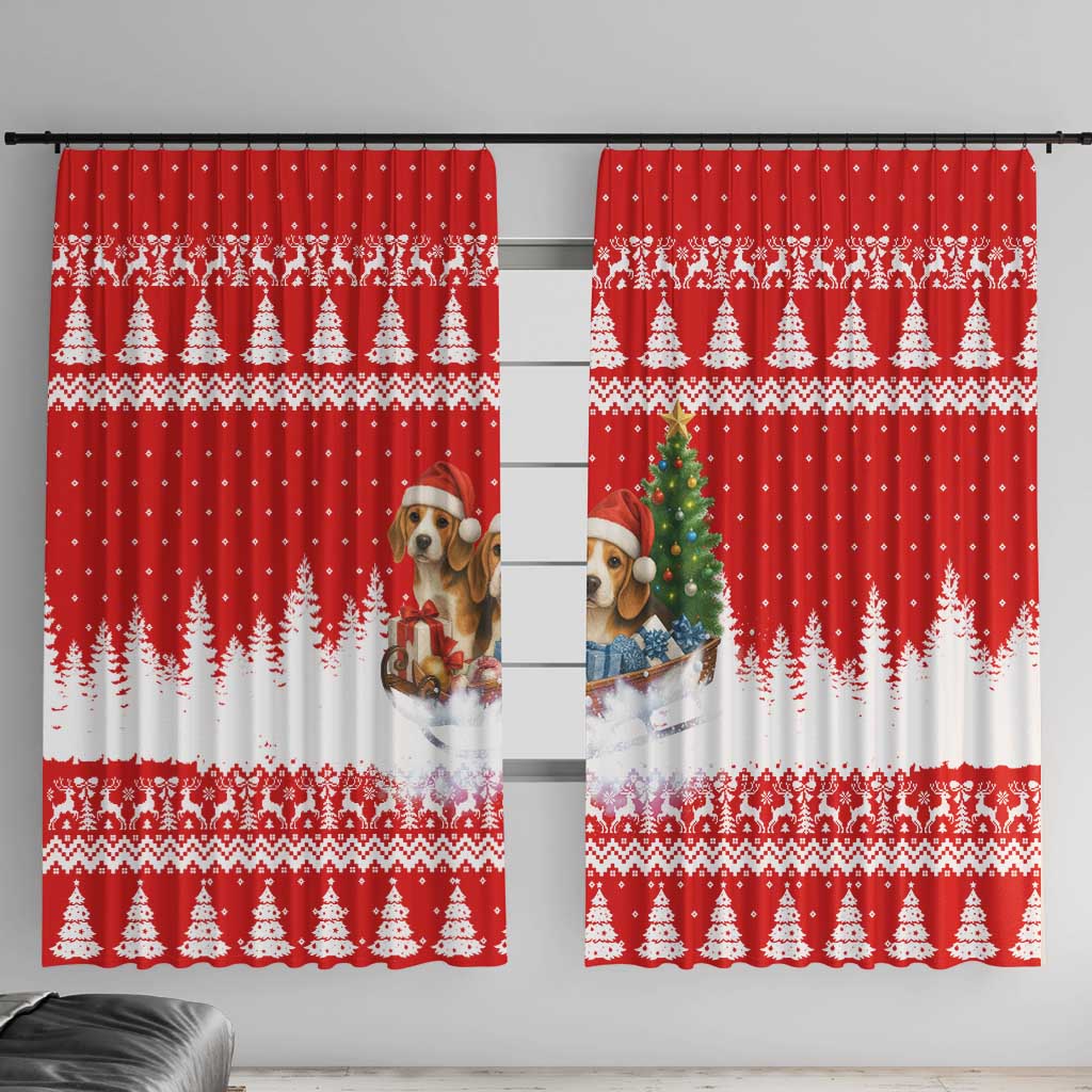 Beagle Dashing Dog Christmas Window Curtain Xmas Holiday Patterns - Wonder Print Shop