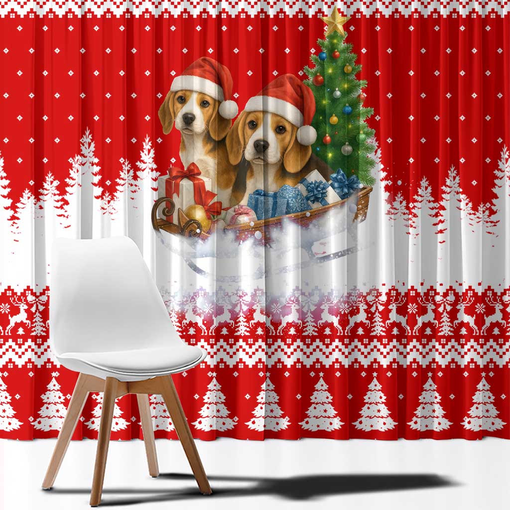 Beagle Dashing Dog Christmas Window Curtain Xmas Holiday Patterns - Wonder Print Shop