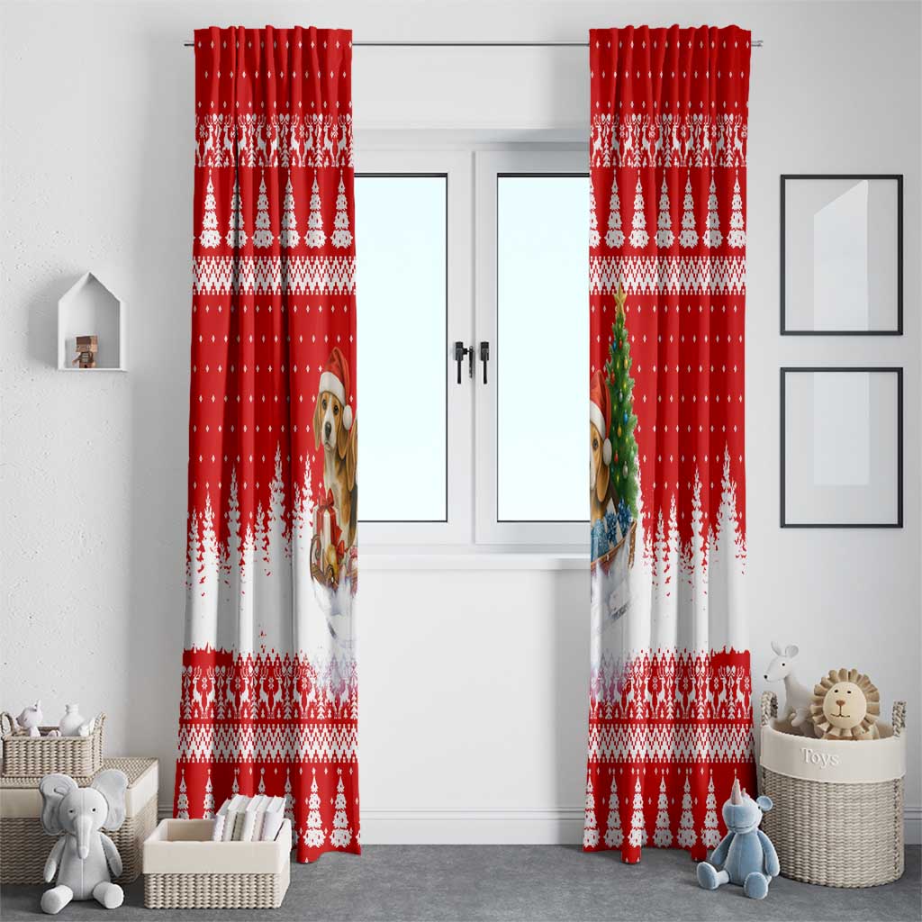 Beagle Dashing Dog Christmas Window Curtain Xmas Holiday Patterns - Wonder Print Shop