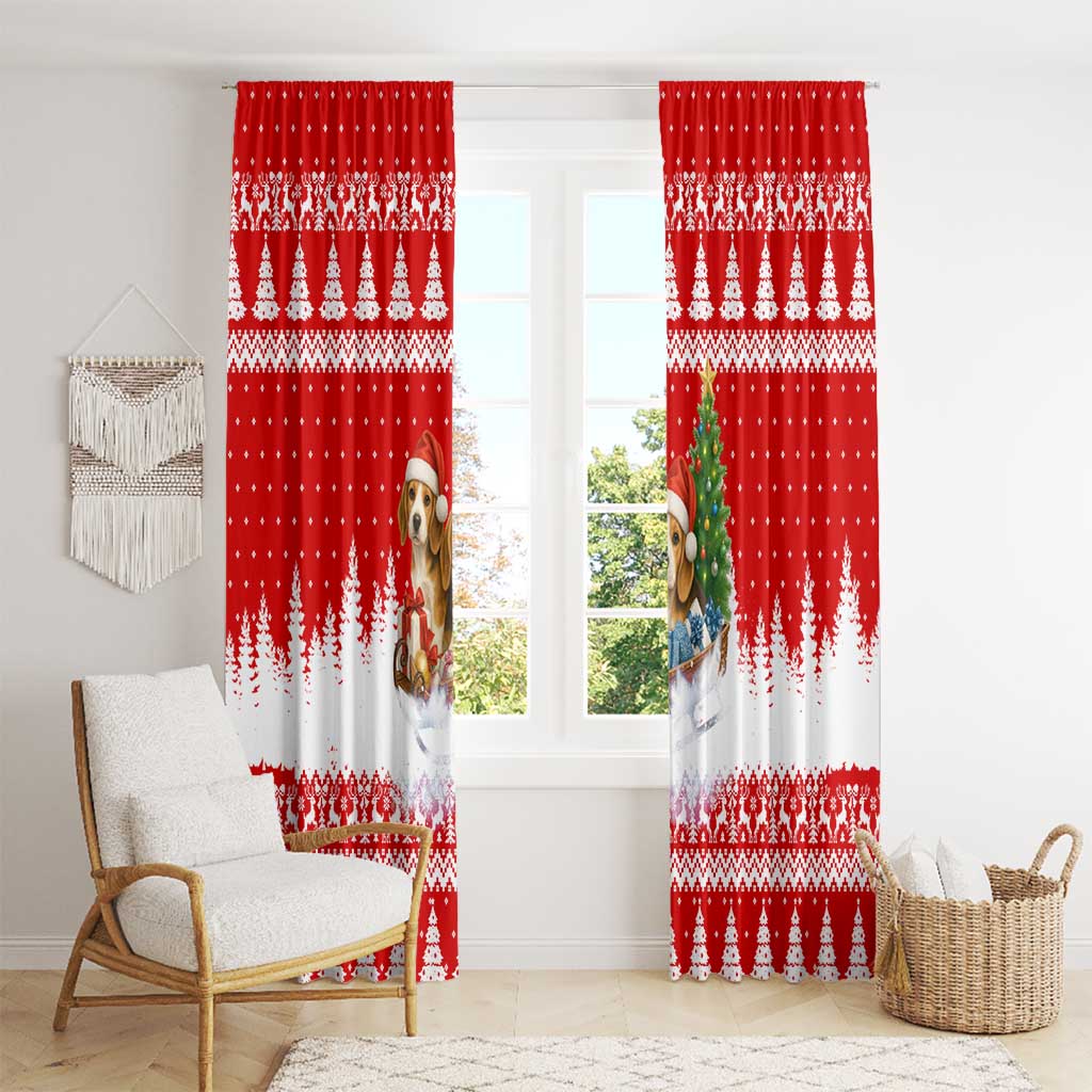 Beagle Dashing Dog Christmas Window Curtain Xmas Holiday Patterns - Wonder Print Shop