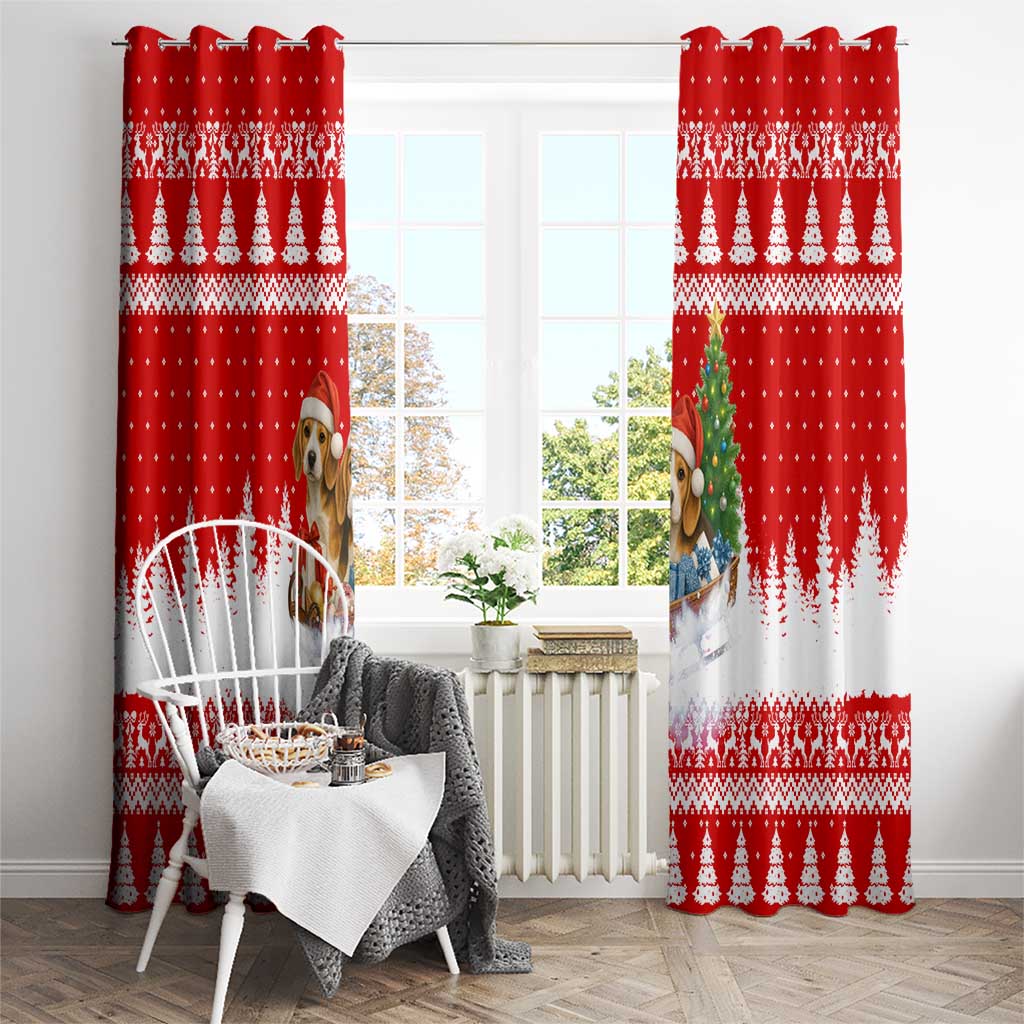 Beagle Dashing Dog Christmas Window Curtain Xmas Holiday Patterns - Wonder Print Shop