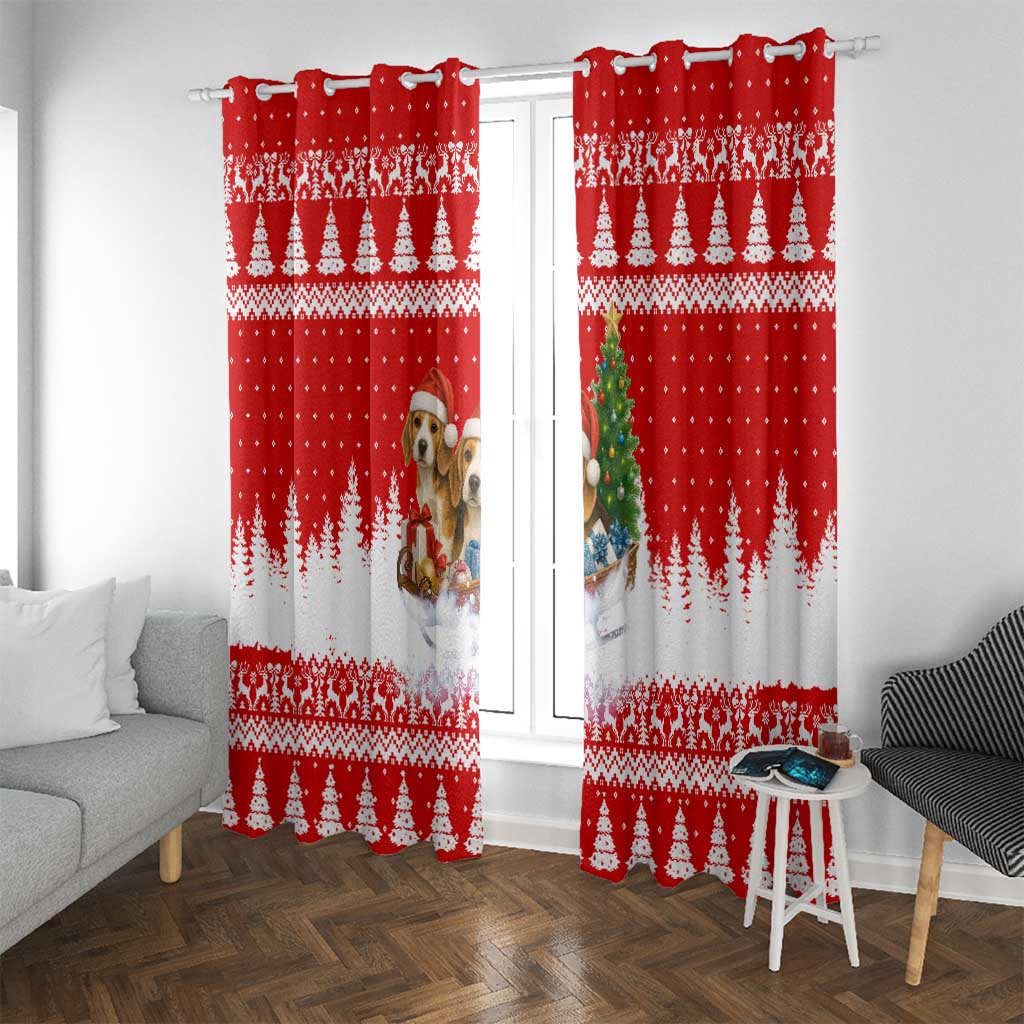 Beagle Dashing Dog Christmas Window Curtain Xmas Holiday Patterns - Wonder Print Shop