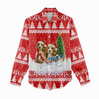 Beagle Dashing Dog Christmas Women Casual Shirt Xmas Holiday Patterns - Wonder Print Shop