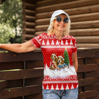 Beagle Dashing Dog Christmas Women Polo Shirt Xmas Holiday Patterns - Wonder Print Shop
