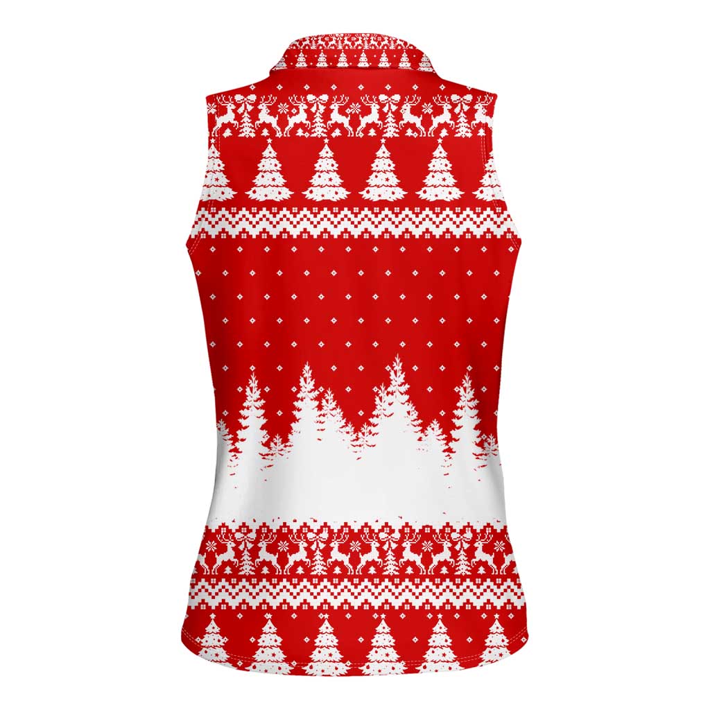 Beagle Dashing Dog Christmas Women Sleeveless Polo Shirt Xmas Holiday Patterns - Wonder Print Shop