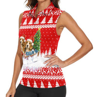 Beagle Dashing Dog Christmas Women Sleeveless Polo Shirt Xmas Holiday Patterns - Wonder Print Shop