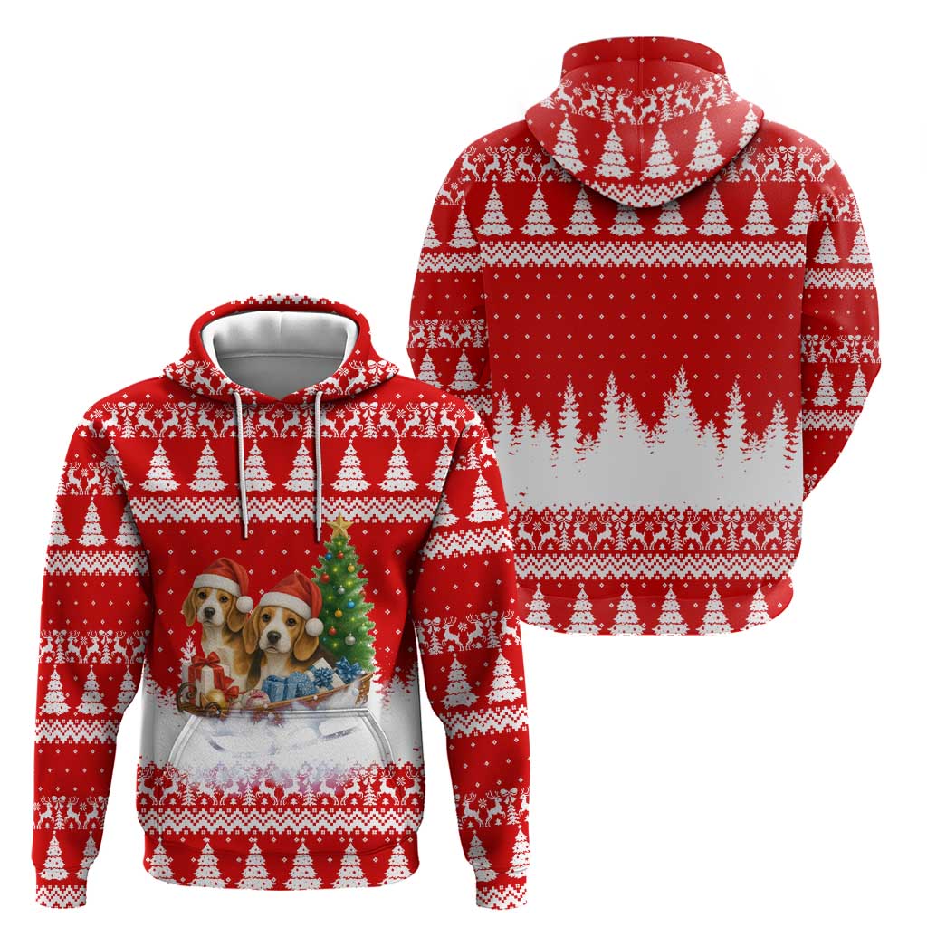 Beagle Dashing Dog Christmas Zip Hoodie Xmas Holiday Patterns - Wonder Print Shop