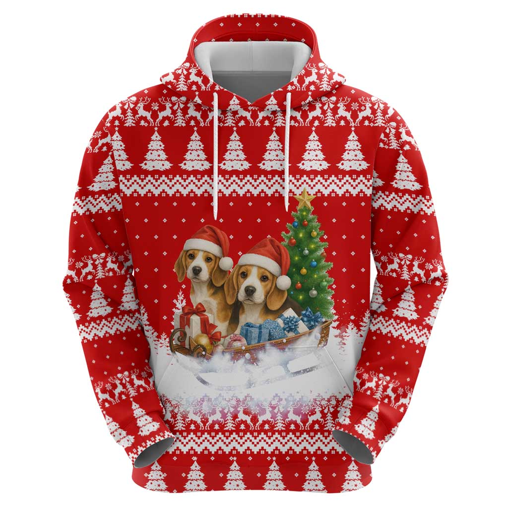 Beagle Dashing Dog Christmas Zip Hoodie Xmas Holiday Patterns - Wonder Print Shop