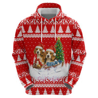 Beagle Dashing Dog Christmas Zip Hoodie Xmas Holiday Patterns - Wonder Print Shop