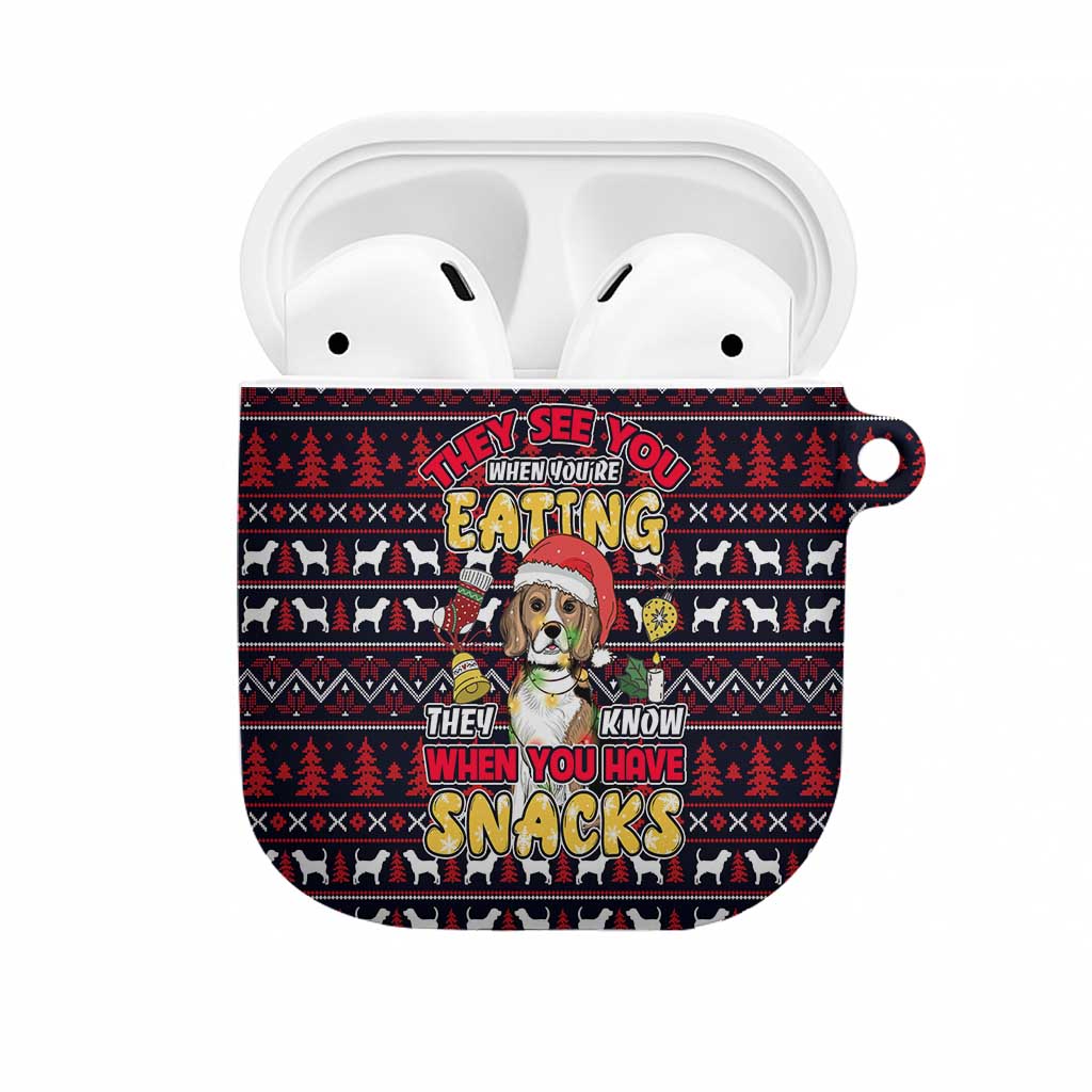 Beagle Dog They Know When You Have Snacks Christmas AirPods Case Xmas Holiday Patterns - Wonder Print Shop