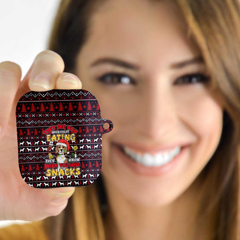 Beagle Dog They Know When You Have Snacks Christmas AirPods Case Xmas Holiday Patterns - Wonder Print Shop