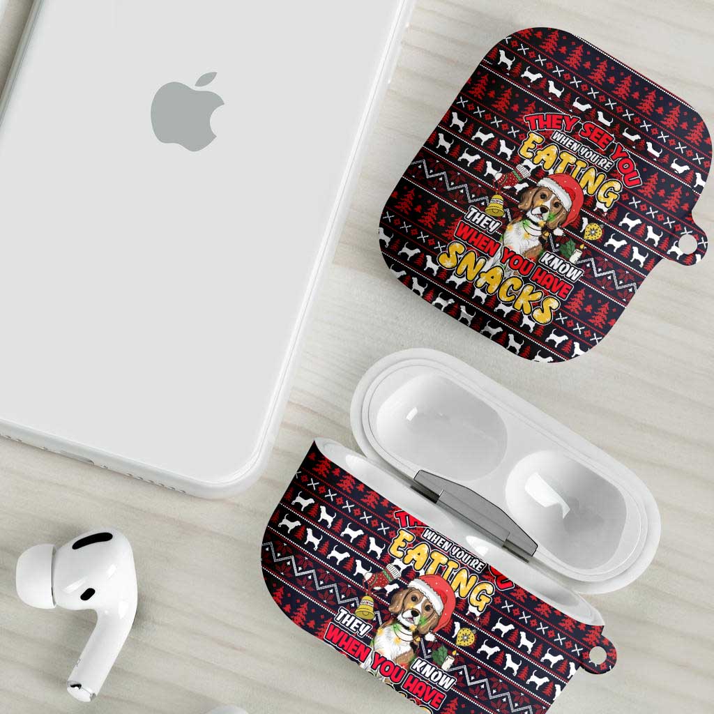 Beagle Dog They Know When You Have Snacks Christmas AirPods Case Xmas Holiday Patterns - Wonder Print Shop