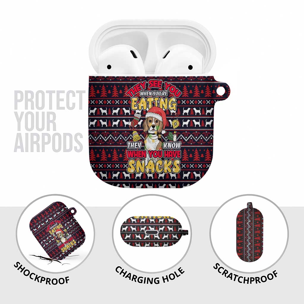 Beagle Dog They Know When You Have Snacks Christmas AirPods Case Xmas Holiday Patterns - Wonder Print Shop