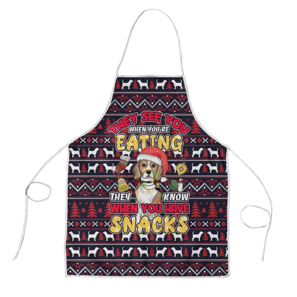 Beagle Dog They Know When You Have Snacks Christmas Apron Xmas Holiday Patterns - Wonder Print Shop