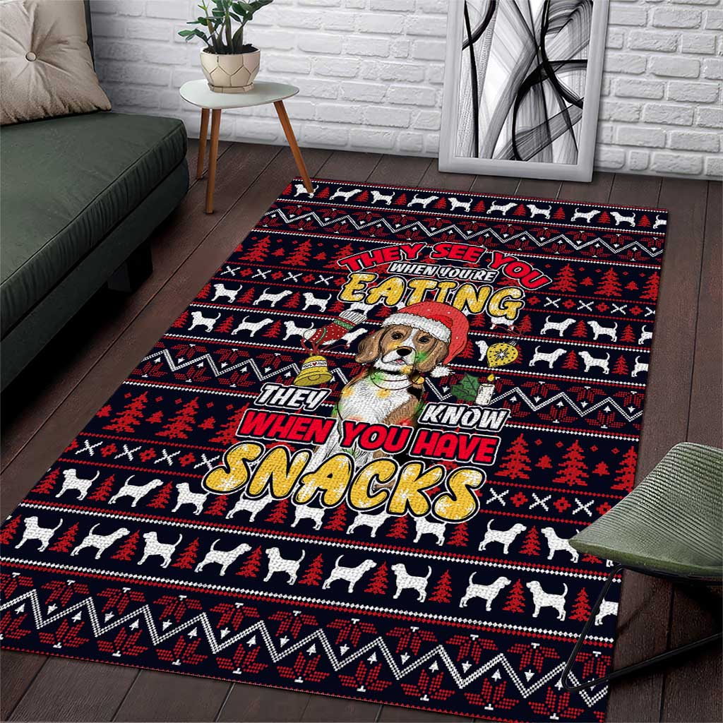 Beagle Dog They Know When You Have Snacks Christmas Area Rug Xmas Holiday Patterns - Wonder Print Shop