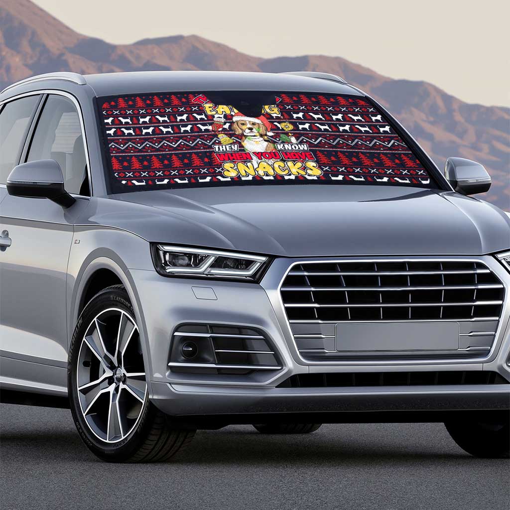 Beagle Dog They Know When You Have Snacks Christmas Auto Sun Shade Xmas Holiday Patterns - Wonder Print Shop