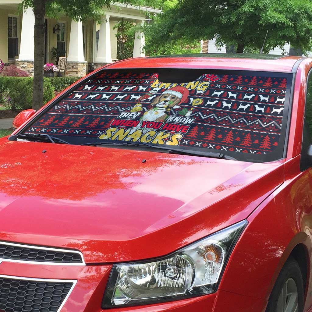 Beagle Dog They Know When You Have Snacks Christmas Auto Sun Shade Xmas Holiday Patterns - Wonder Print Shop