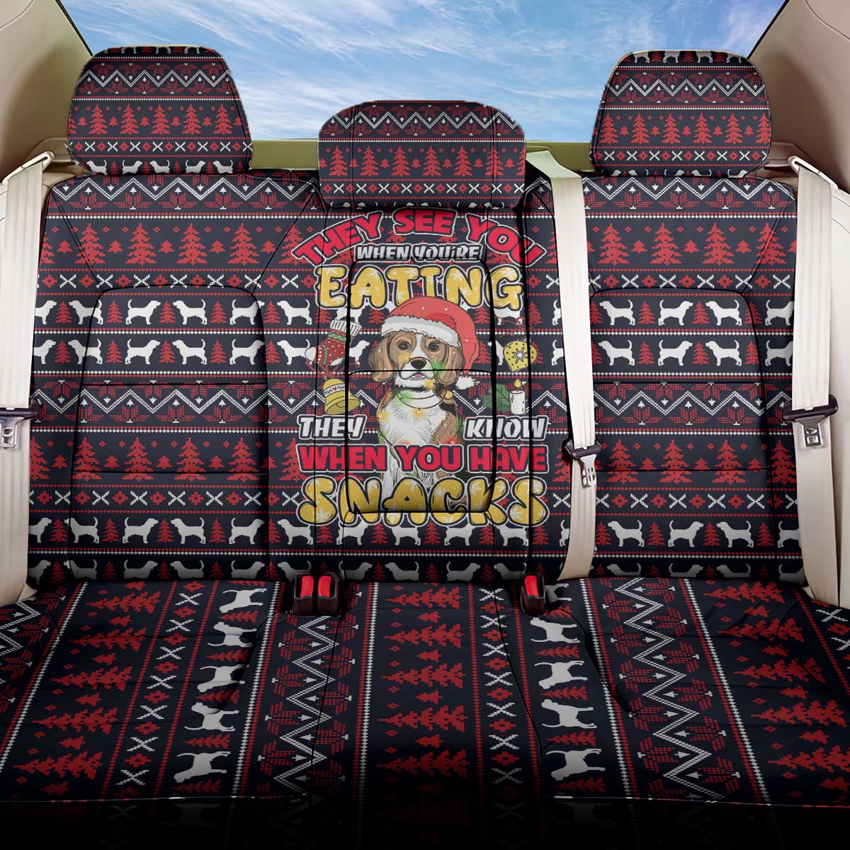 Beagle Dog They Know When You Have Snacks Christmas Back Car Seat Cover Xmas Holiday Patterns - Wonder Print Shop