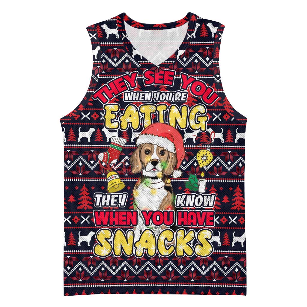 Beagle Dog They Know When You Have Snacks Christmas Basketball Jersey Xmas Holiday Patterns - Wonder Print Shop