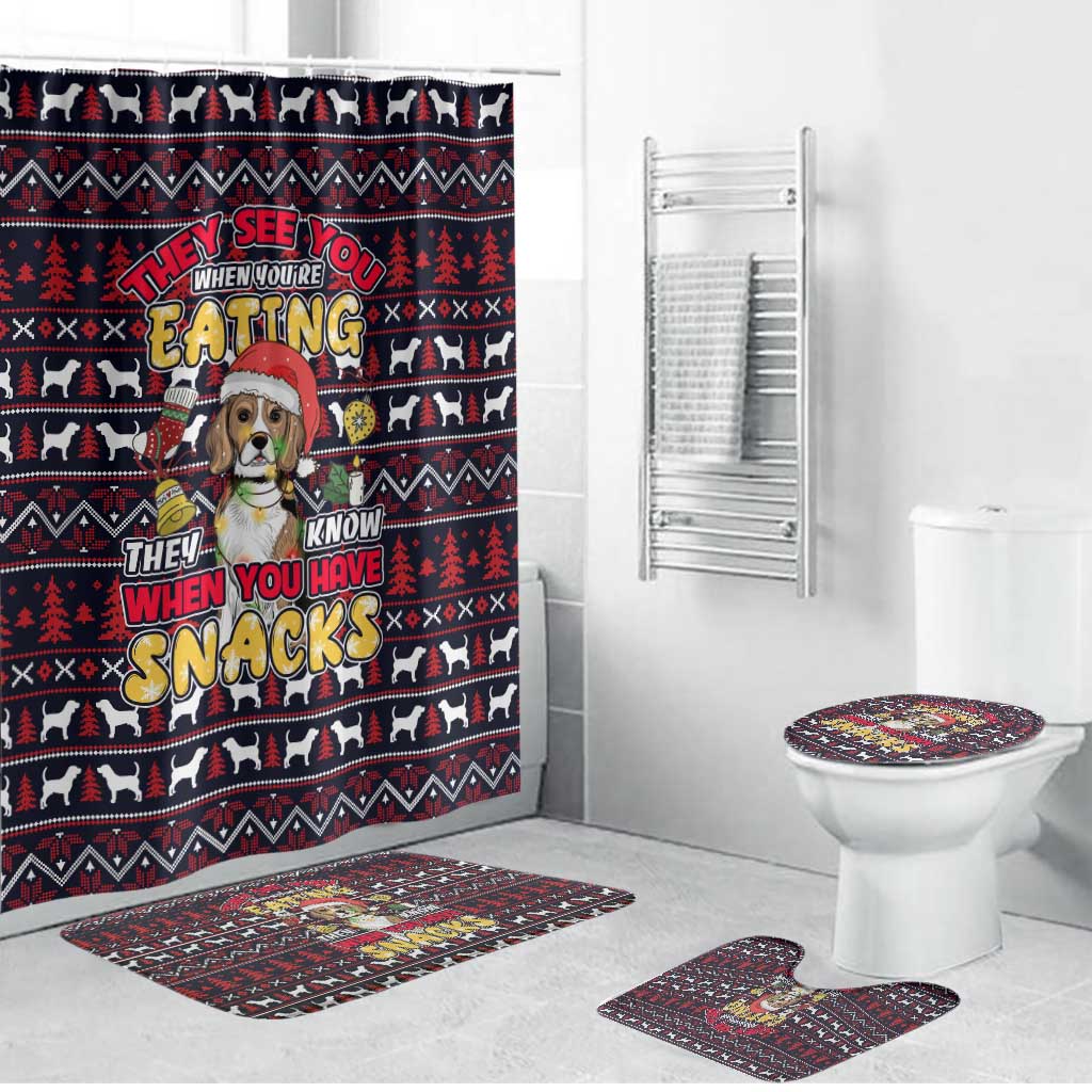 Beagle Dog They Know When You Have Snacks Christmas Bathroom Set Xmas Holiday Patterns - Wonder Print Shop