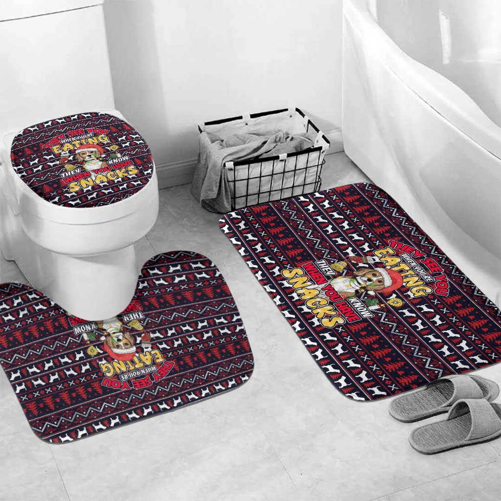 Beagle Dog They Know When You Have Snacks Christmas Bathroom Set Xmas Holiday Patterns - Wonder Print Shop