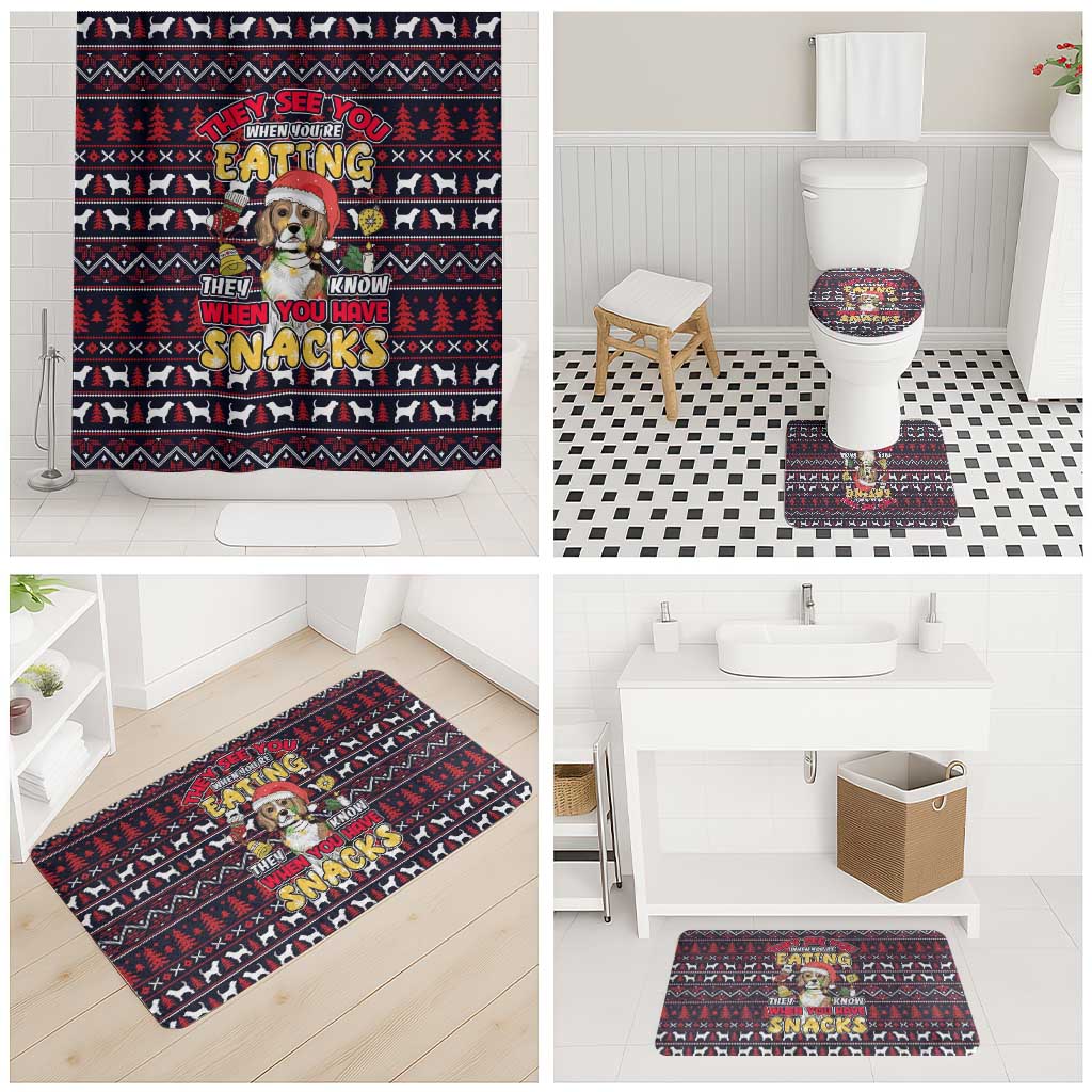 Beagle Dog They Know When You Have Snacks Christmas Bathroom Set Xmas Holiday Patterns - Wonder Print Shop