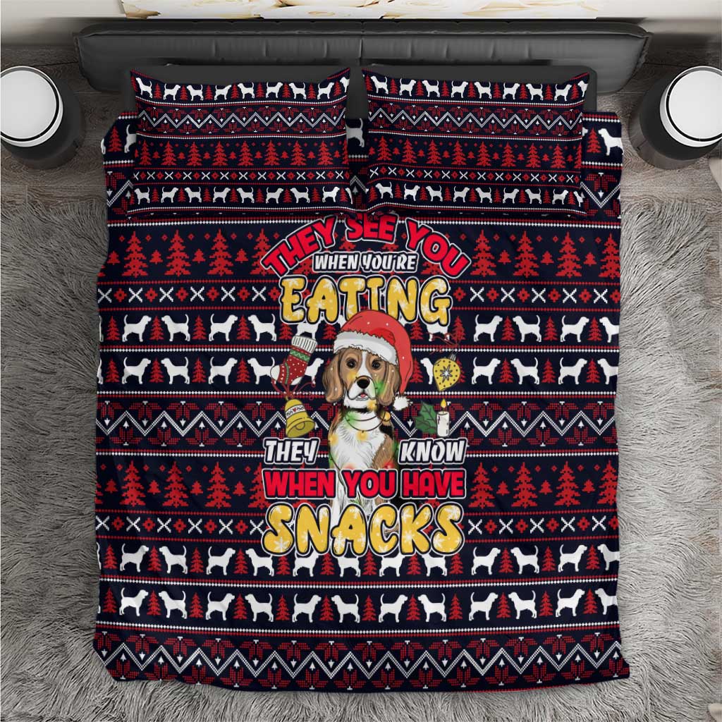 Beagle Dog They Know When You Have Snacks Christmas Bedding Set Xmas Holiday Patterns - Wonder Print Shop