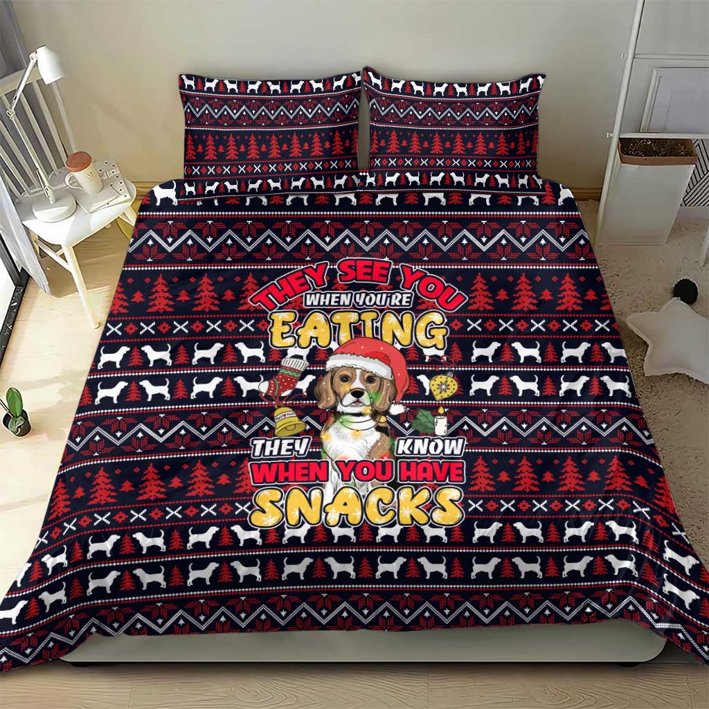 Beagle Dog They Know When You Have Snacks Christmas Bedding Set Xmas Holiday Patterns - Wonder Print Shop