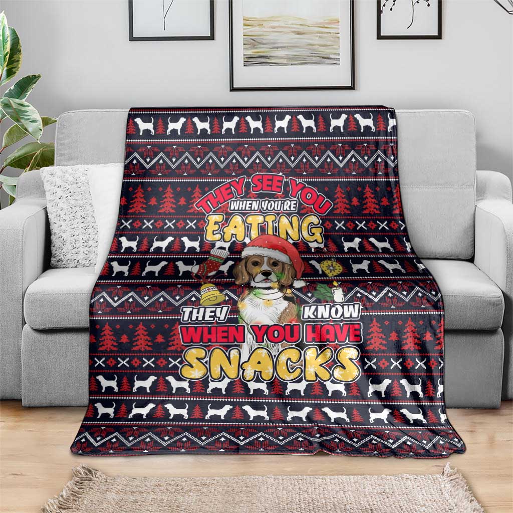Beagle Dog They Know When You Have Snacks Christmas Blanket Xmas Holiday Patterns - Wonder Print Shop