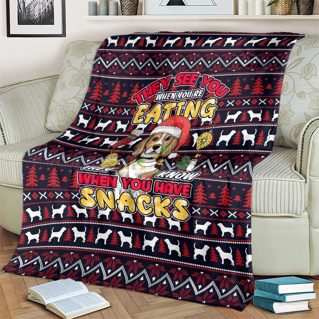 Beagle Dog They Know When You Have Snacks Christmas Blanket Xmas Holiday Patterns - Wonder Print Shop